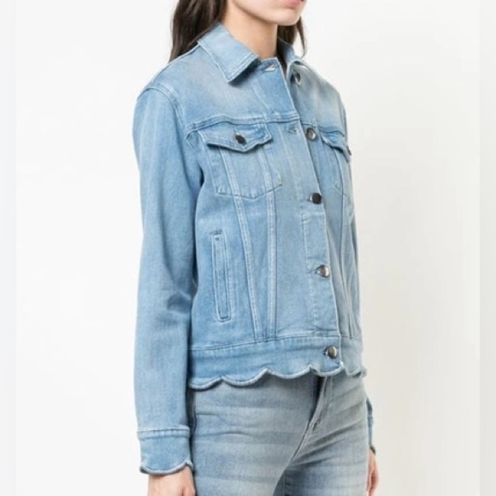 NWOT Frame Willoughby Scallop Hem Denim Jacket XS - Picture 2 of 7
